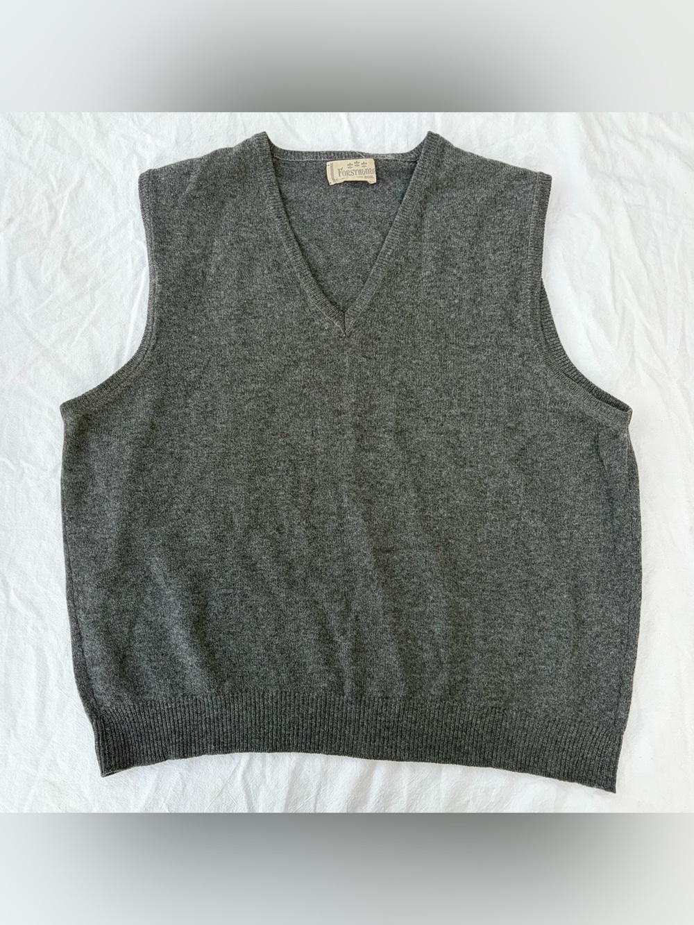 Vintage 50s 60s Fortsmann 100% Lambs Wool Gray Sweater Vest
